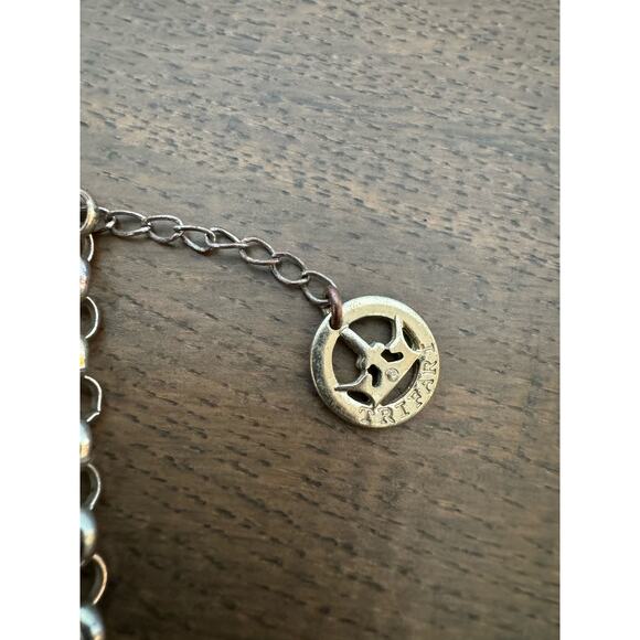 Trifari Rolo Chain Cabochon Necklace Gold Tone Neutral Green Orange - Picture 5 of 5